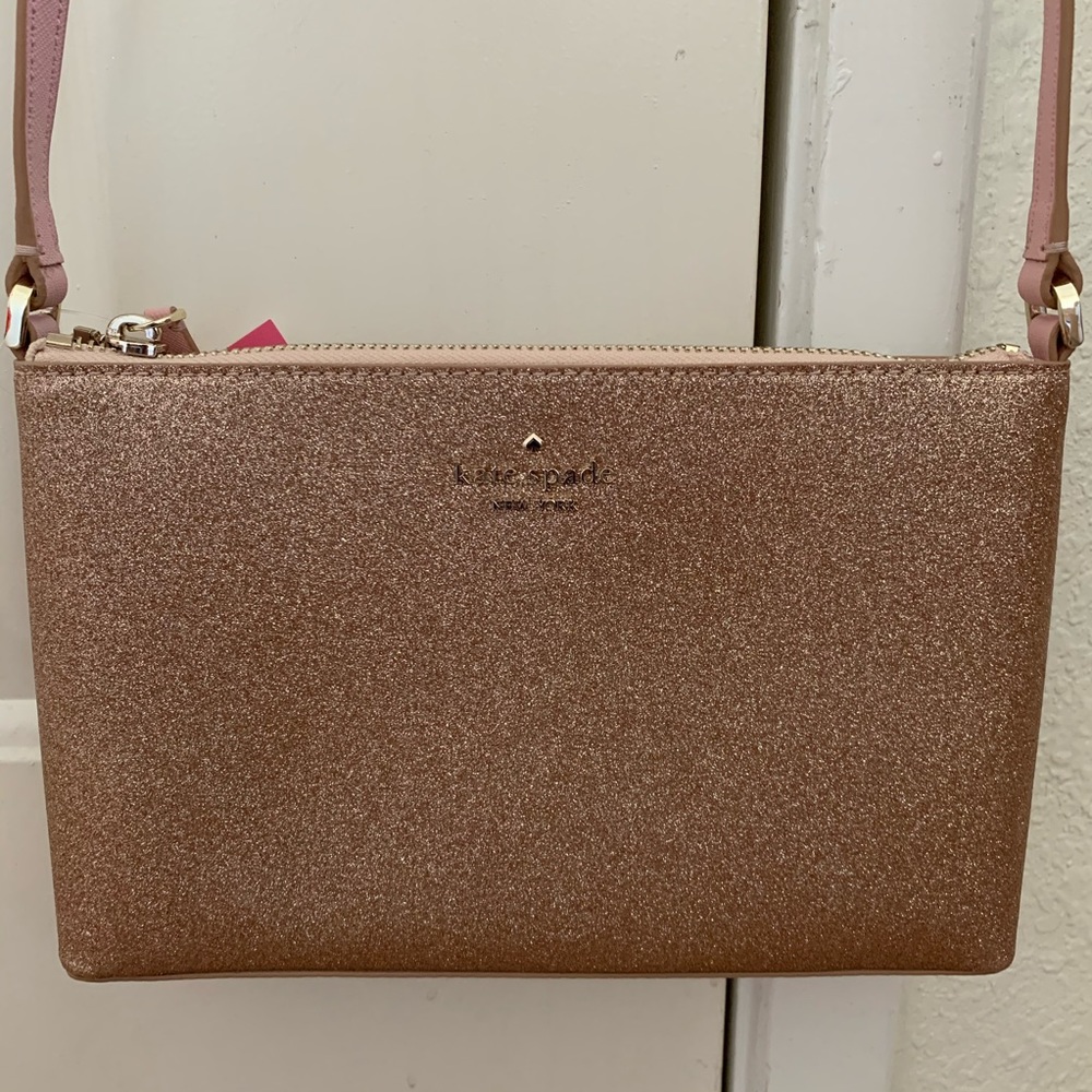 Kate spade glitter joeley crossbody rose gold NWT - Picture 1 of 7
